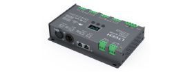 912-OLED  12Ch 4A CV DMX Decoder, 1152W Max.Power, XLR-5 Green Terminal & RJ45 Port, Self testing, DMX512/RDM I/P signal, IP20.